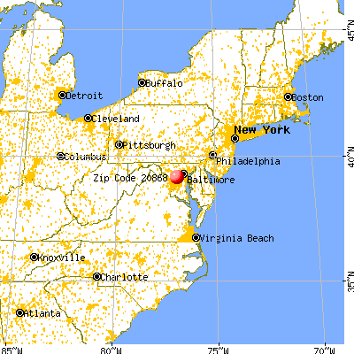 Burtonsville, MD (20868) map from a distance