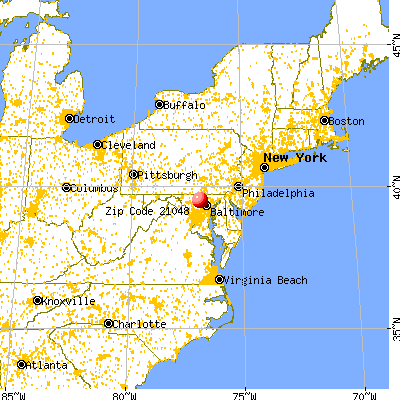Eldersburg, MD (21048) map from a distance