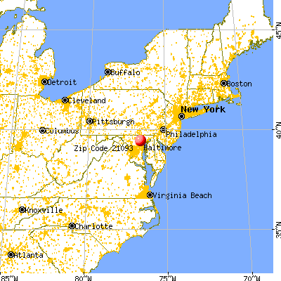 Timonium, MD (21093) map from a distance