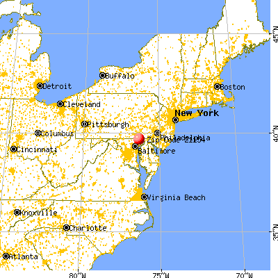 Pylesville, MD (21154) map from a distance