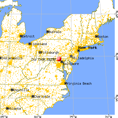 Westminster, MD (21158) map from a distance