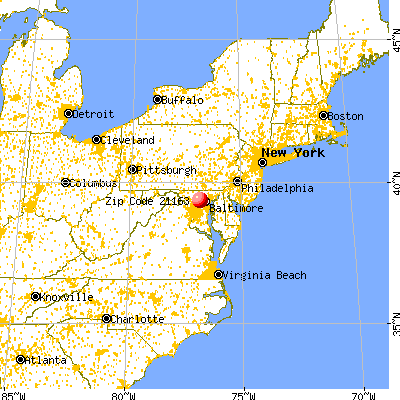 Ellicott City, MD (21163) map from a distance