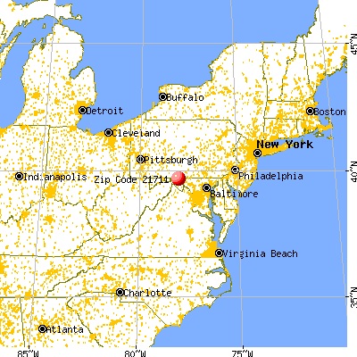 Pecktonville, MD (21711) map from a distance