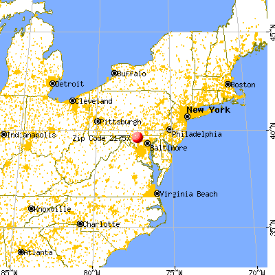 Woodsboro, MD (21757) map from a distance