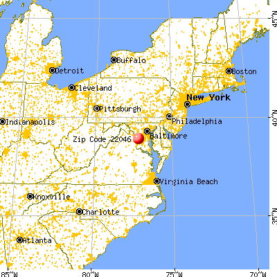 Falls Church, VA (22046) map from a distance