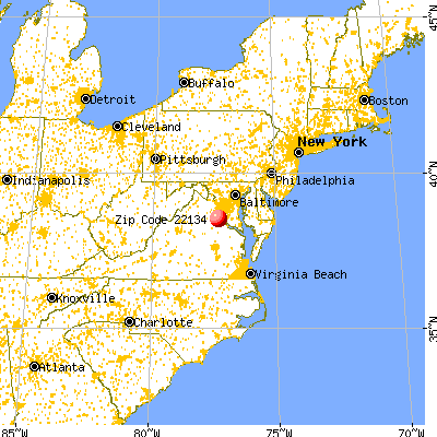 Quantico Base, VA (22134) map from a distance