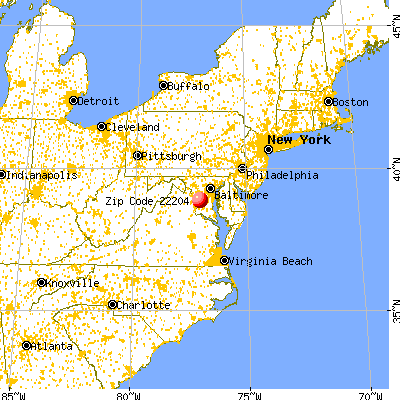 Arlington, VA (22204) map from a distance