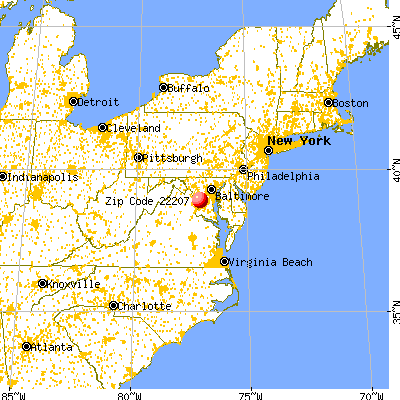Arlington, VA (22207) map from a distance