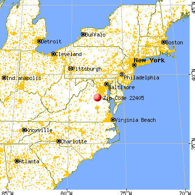 Falmouth, VA (22405) map from a distance