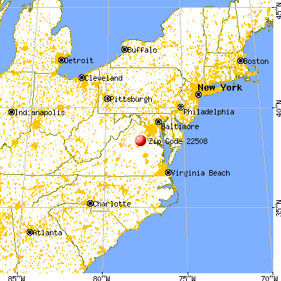 Lake of the Woods, VA (22508) map from a distance