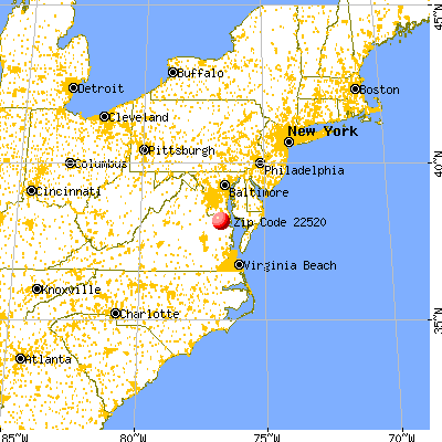 Montross, VA (22520) map from a distance