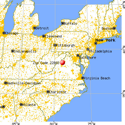 Harrisonburg, VA (22802) map from a distance