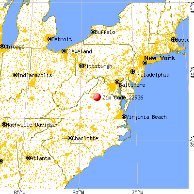 Hollymead, VA (22936) map from a distance