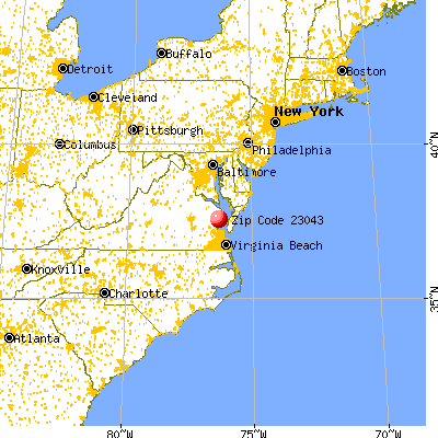 Deltaville, VA (23043) map from a distance