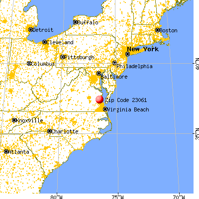 Gloucester Courthouse, VA (23061) map from a distance