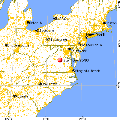 Louisa, VA (23093) map from a distance