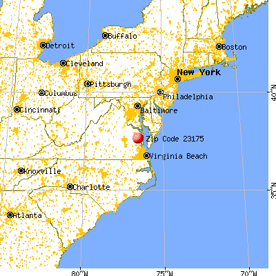 Urbanna, VA (23175) map from a distance