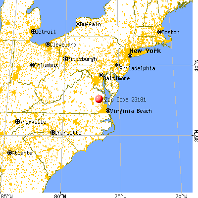 West Point, VA (23181) map from a distance