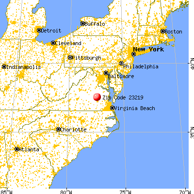 Richmond, VA (23219) map from a distance