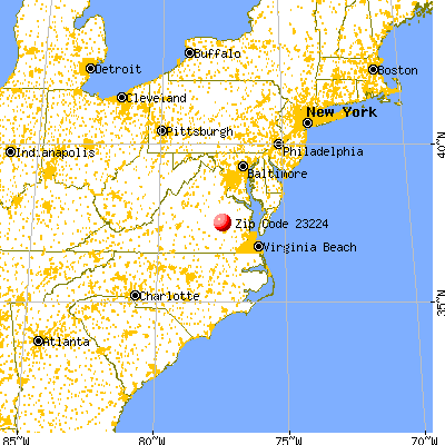 Richmond, VA (23224) map from a distance