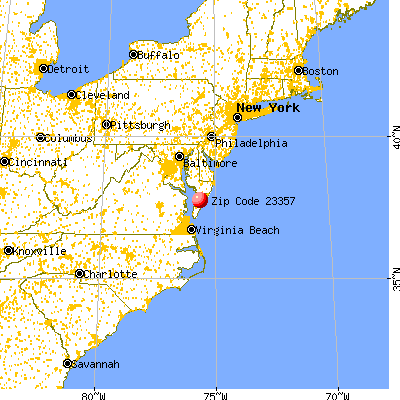 Greenbush, VA (23357) map from a distance