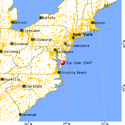 Nelsonia, VA (23407) map from a distance