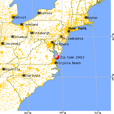 Nassawadox, VA (23413) map from a distance