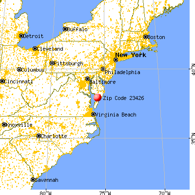 Sanford, VA (23426) map from a distance