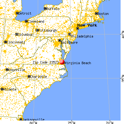 Norfolk, VA (23523) map from a distance