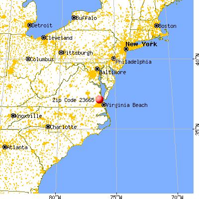 Hampton, VA (23665) map from a distance