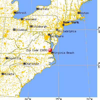 Bethel Manor, VA (23693) map from a distance