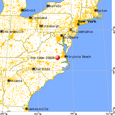 Branchville, VA (23828) map from a distance
