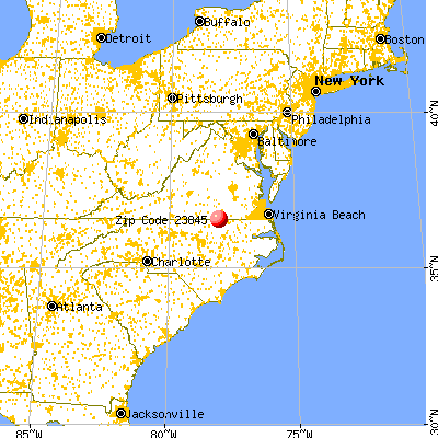 Ebony, VA (23845) map from a distance