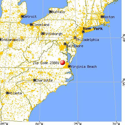 Surry, VA (23881) map from a distance