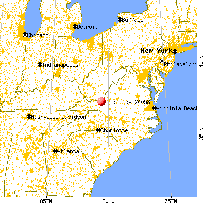 Belspring, VA (24058) map from a distance