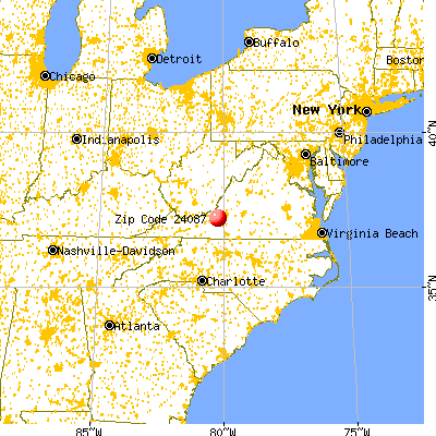 Elliston, VA (24087) map from a distance