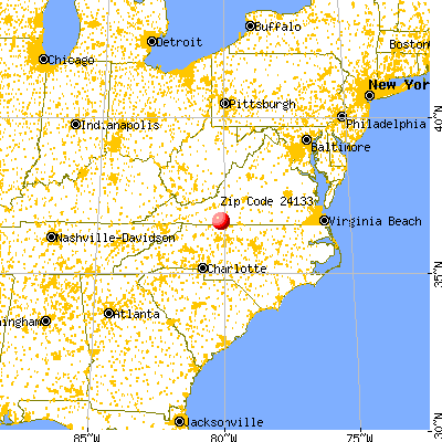 Patrick Springs, VA (24133) map from a distance