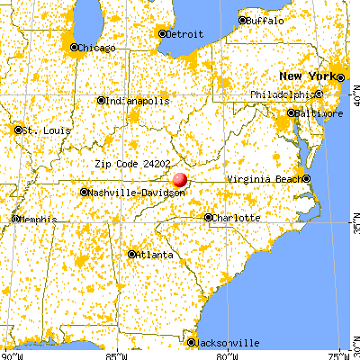 Bristol, VA (24202) map from a distance