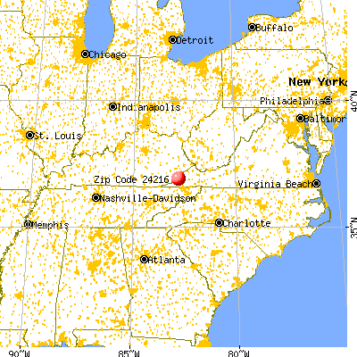 Appalachia, VA (24216) map from a distance