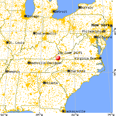 Nickelsville, VA (24271) map from a distance