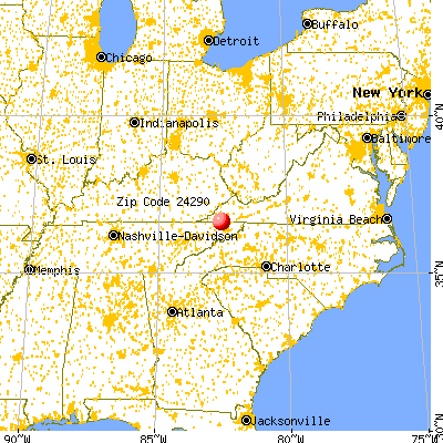 Weber City, VA (24290) map from a distance