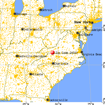 Galax, VA (24333) map from a distance