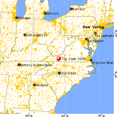 Fort Chiswell, VA (24360) map from a distance