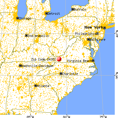 Wytheville, VA (24382) map from a distance