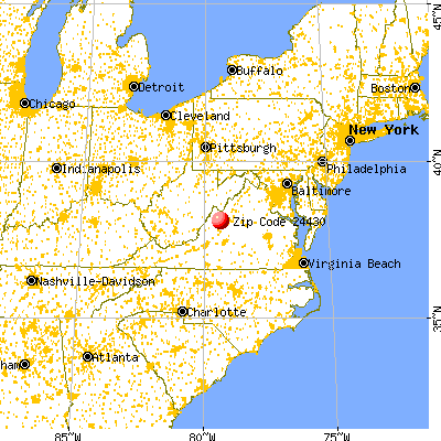 Augusta Springs, VA (24430) map from a distance