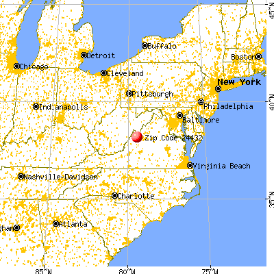 Deerfield, VA (24432) map from a distance