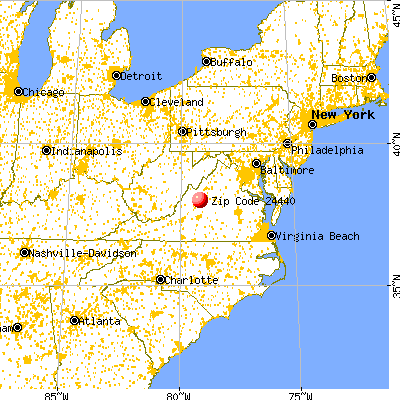 Greenville, VA (24440) map from a distance