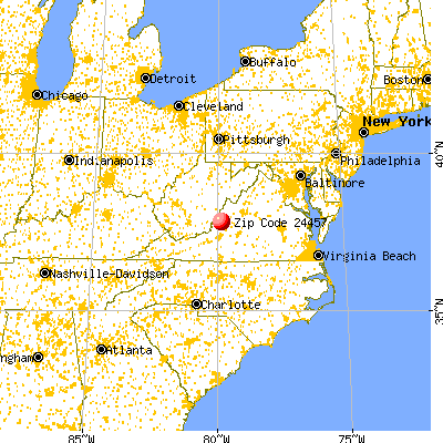 Low Moor, VA (24457) map from a distance