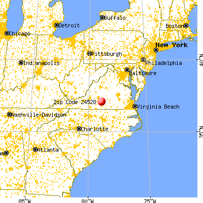 Brookneal, VA (24528) map from a distance