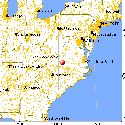 Danville, VA (24541) map from a distance